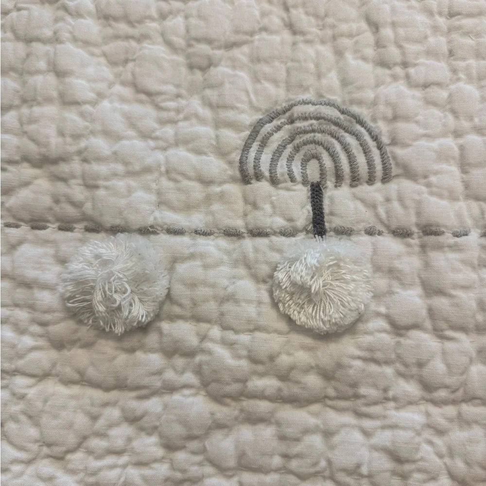Pottery Barn Kids Shelby Sheep Baby Quilt features textured Sherpa sheep